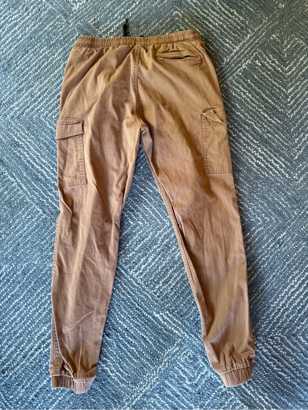 Men's Brown Cargo Jogger Pants - Elastic Waist - Picture 6 of 6
